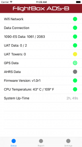 FlightBox App - Status Screen